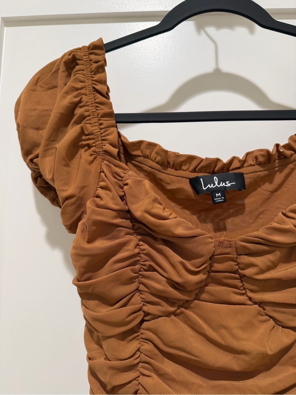 Lulu's Rust Ruched Sweetheart Top - Picture 3 of 7